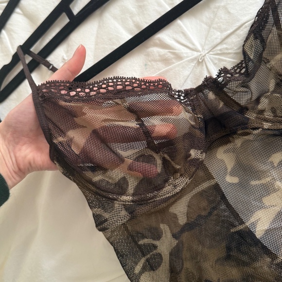 VINTAGE y2k La SENZA camo mesh babydoll lace lingerie slip - Picture 3 of 9